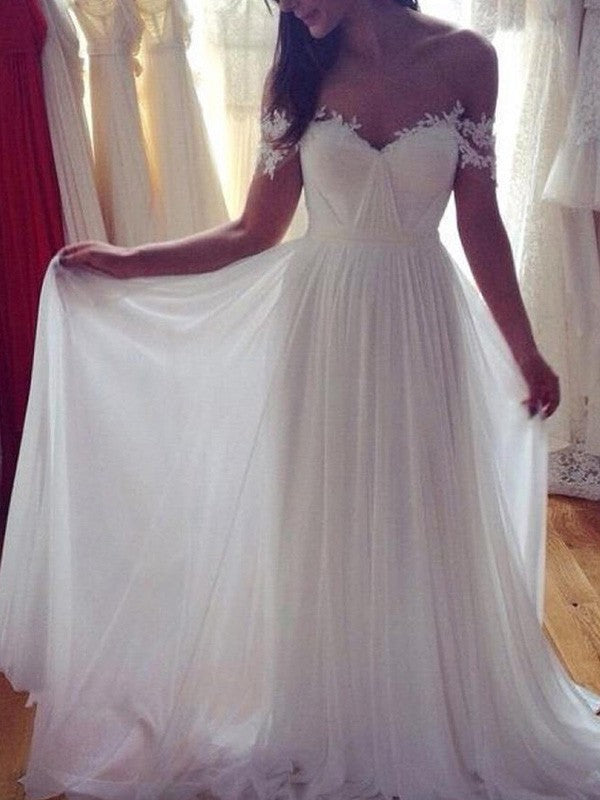 A-Line Chiffon Sleeveless Train Wedding Dress - Chloe Dress