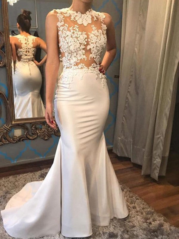 Satin Sleeveless Train Wedding Dress - Chloe Dress
