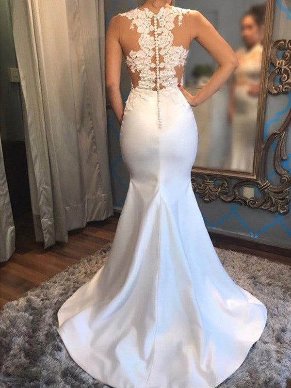 Satin Sleeveless Train Wedding Dress - Chloe Dress