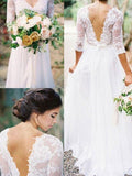 A-Line V-Neck Chiffon Train Wedding Dress - Chloe Dress