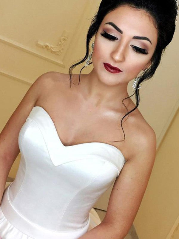 Ball Gown Sweetheart Satin Sleeveless Train Wedding Gown - Chloe Dress