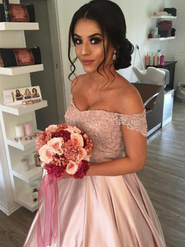 Ball Gown Satin Sleeveless Ruffled Wedding Gown - Chloe Dress