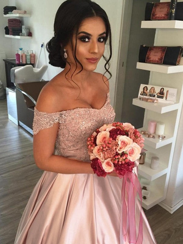 Ball Gown Satin Sleeveless Ruffled Wedding Gown - Chloe Dress