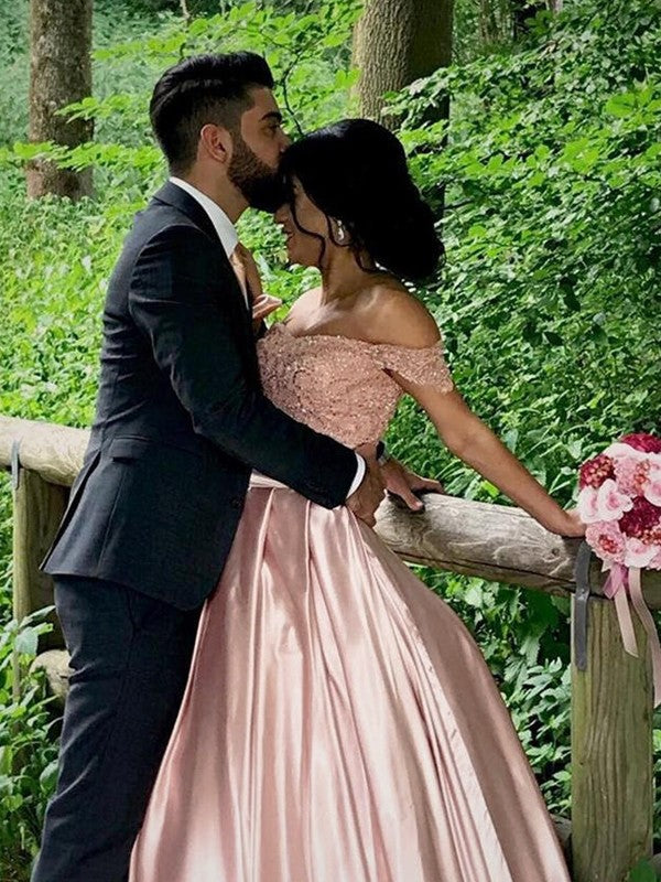 Ball Gown Satin Sleeveless Ruffled Wedding Gown - Chloe Dress