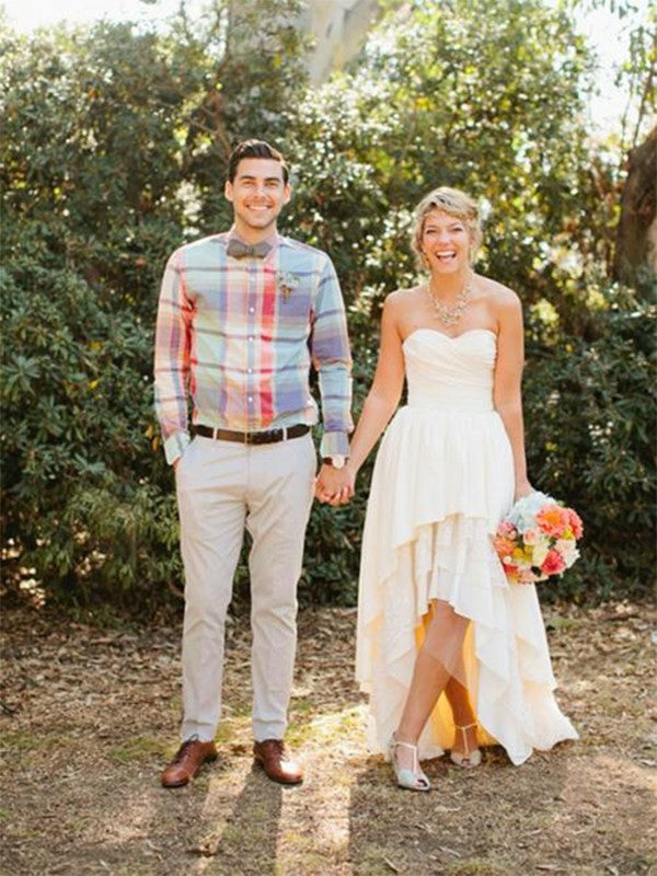 A-Line Sweetheart Chiffon Sleeveless Ruffled Wedding Dress - Chloe Dress
