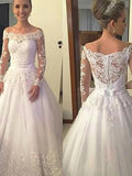 Ball Gown Tulle Long Sleeve Train Wedding Gown - Chloe Dress
