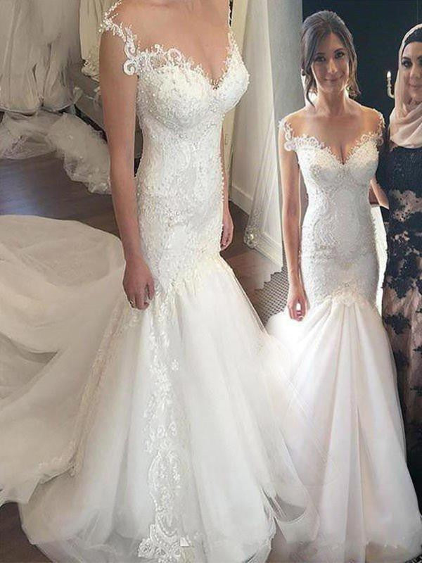 Mermaid Tulle Sleeveless Train Wedding Dress - Chloe Dress