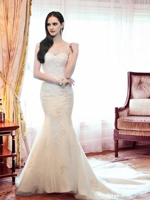 Mermaid Organza Sleeveless Train Wedding Dress - Chloe Dress