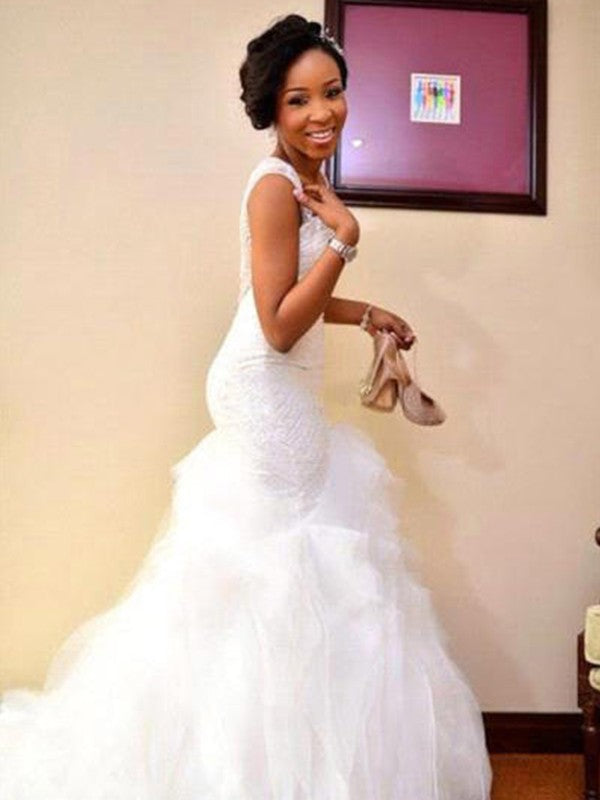 Mermaid Sweetheart Organza Sleeveless Train Wedding Dress - Chloe Dress