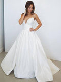 Ball Gown Spaghetti Strap Satin Sleeveless Train Wedding Gown - Chloe Dress