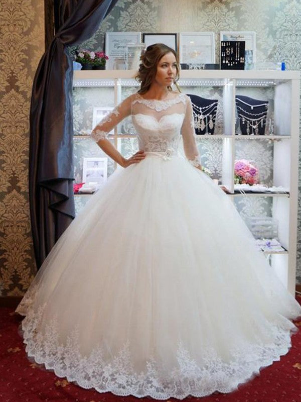 Ball Gown Tulle Applique Floor-Length Wedding Gown - Chloe Dress