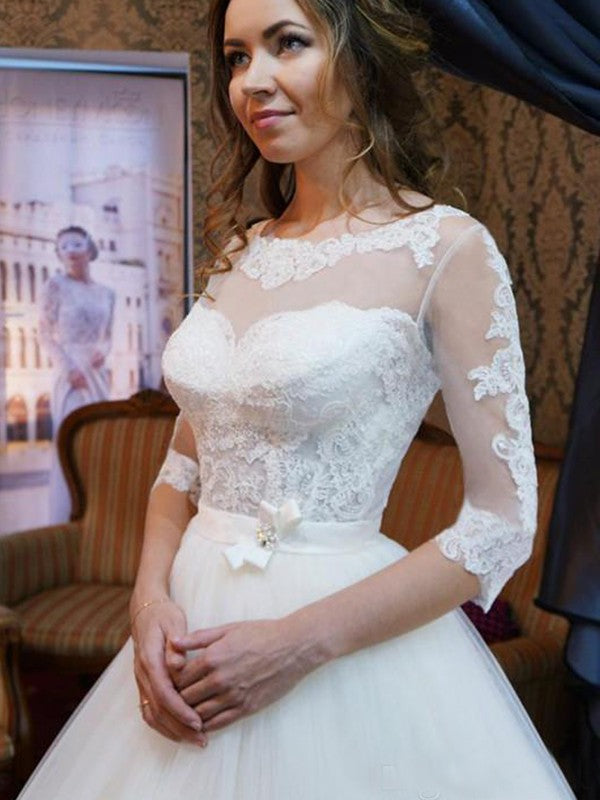 Ball Gown Tulle Applique Floor-Length Wedding Gown - Chloe Dress