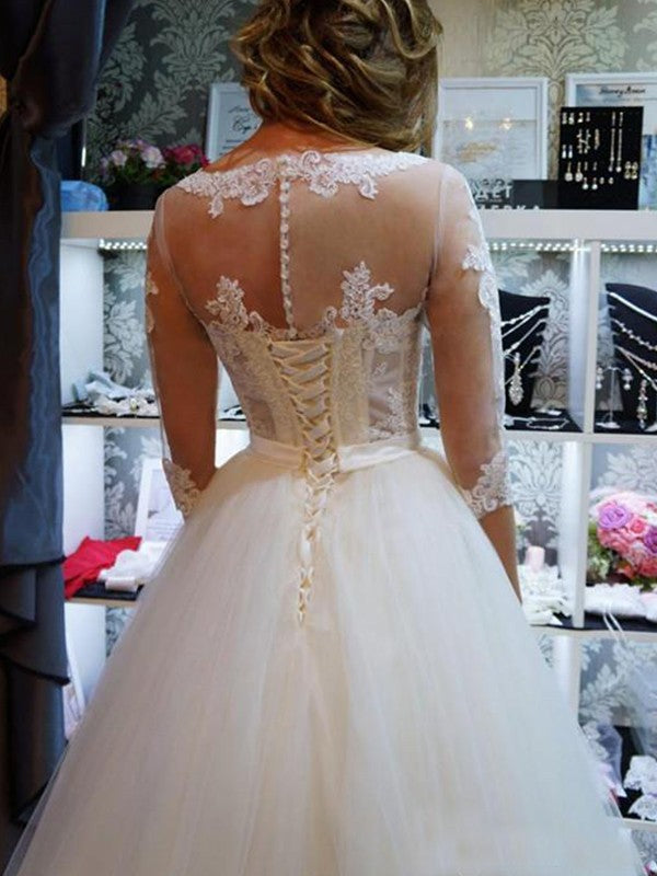 Ball Gown Tulle Applique Floor-Length Wedding Gown - Chloe Dress