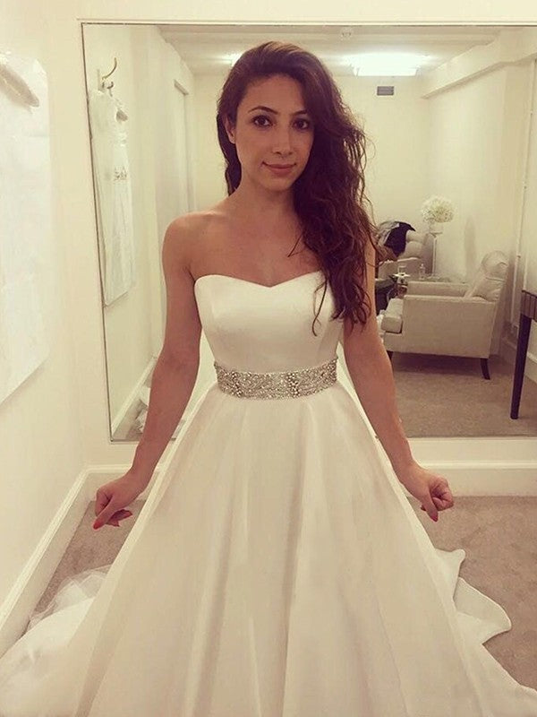 A-Line Sweetheart Tulle Sleeveless Train Wedding Dress - Chloe Dress