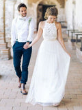 A-Line Halter Tulle Sleeveless Floor-Length Wedding Dress - Chloe Dress