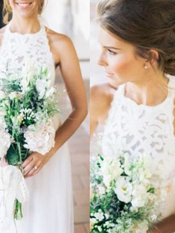 A-Line Halter Tulle Sleeveless Floor-Length Wedding Dress - Chloe Dress