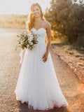 A-Line Sweetheart Tulle Sleeveless Floor-Length Wedding Dress - Chloe Dress
