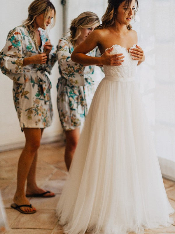 A-Line Sweetheart Tulle Sleeveless Floor-Length Wedding Dress - Chloe Dress