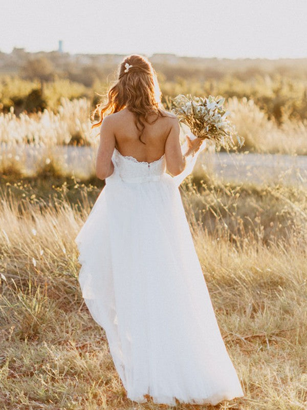 A-Line Sweetheart Tulle Sleeveless Floor-Length Wedding Dress - Chloe Dress