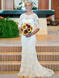 Sheath Lace Train Wedding Dress - Chloe Dress