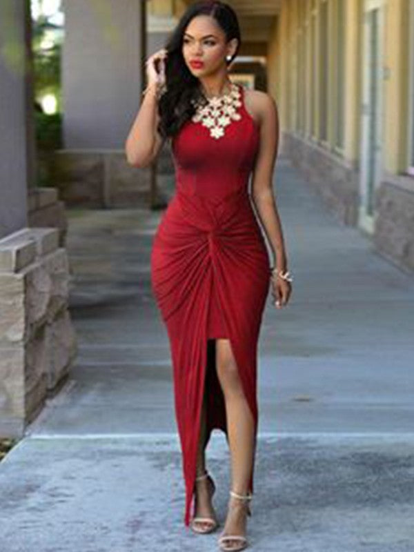 Sheath Jersey Sleeveless Asymmetric Ankle-Length Dress - Chloe Dress