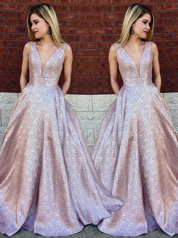 A-Line V-Neck Lace Sleeveless Train Dress - Chloe Dress