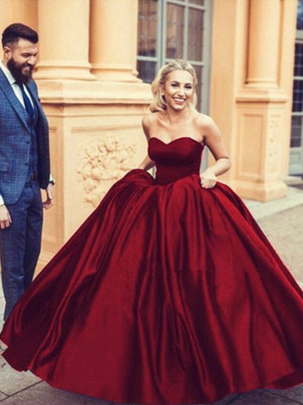 Ball Gown Sweetheart Satin Sleeveless Ruffled Gown - Chloe Dress