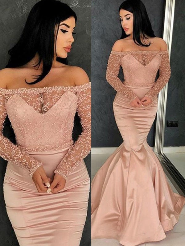 Mermaid Satin Long Sleeve Ruffled Dress - Chloe Dress