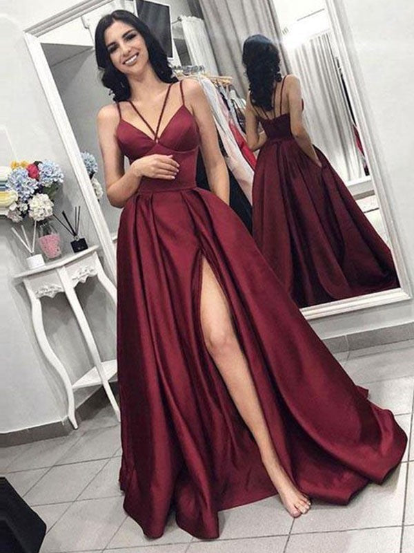A-Line Spaghetti Strap Satin Sleeveless Ruffled Dress - Chloe Dress
