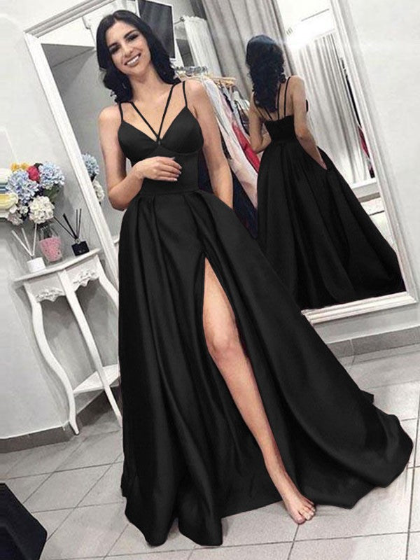 A-Line Spaghetti Strap Satin Sleeveless Ruffled Dress - Chloe Dress