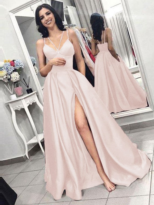 A-Line Spaghetti Strap Satin Sleeveless Ruffled Dress - Chloe Dress