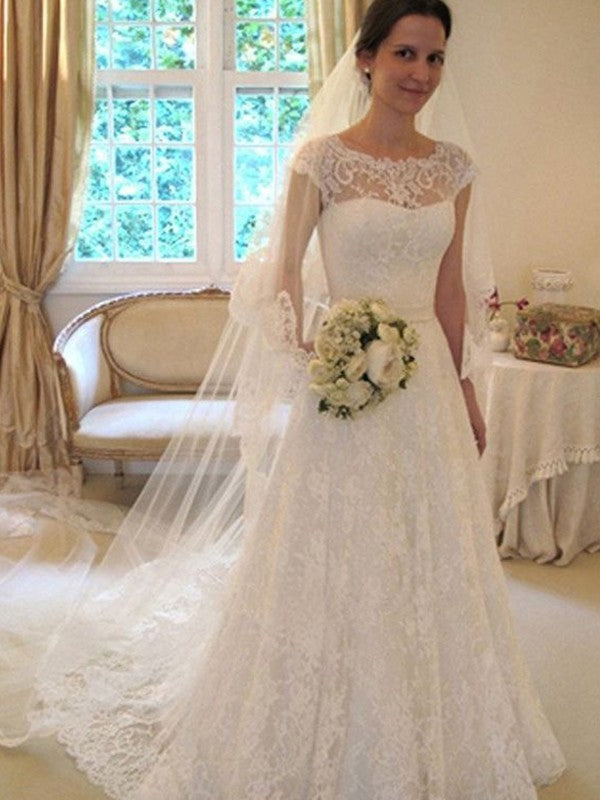A-Line Tulle Sleeveless Train Wedding Dress - Chloe Dress