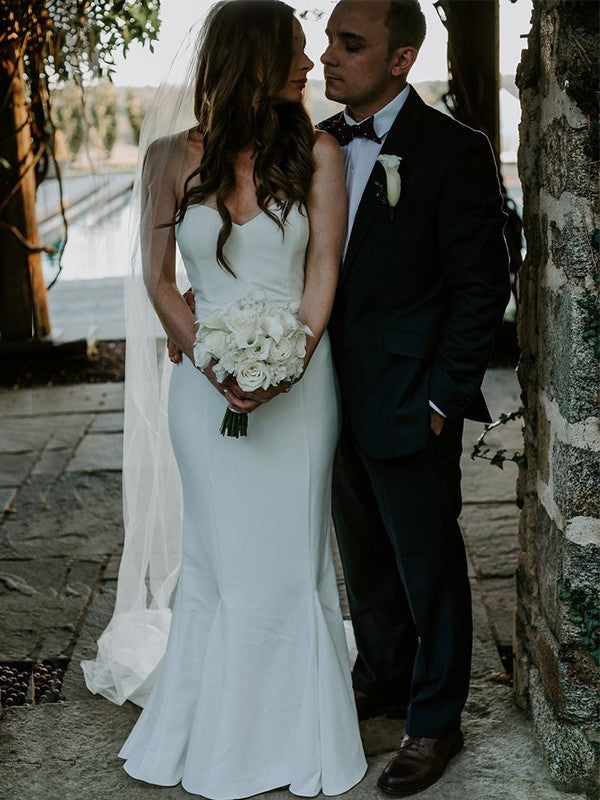 Sheath Sweetheart Satin Sleeveless Ruffled Wedding Dress - Chloe Dress