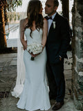 Sheath Sweetheart Satin Sleeveless Ruffled Wedding Dress - Chloe Dress