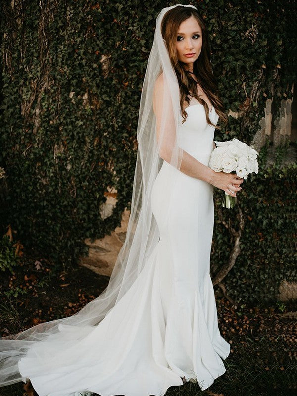 Sheath Sweetheart Satin Sleeveless Ruffled Wedding Dress - Chloe Dress