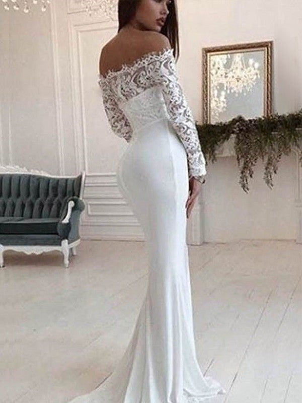 Mermaid Chiffon Long Sleeve Train Wedding Dress - Chloe Dress