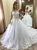 Ball Gown Sweetheart Tulle Sleeveless Train Wedding Gown - Chloe Dress