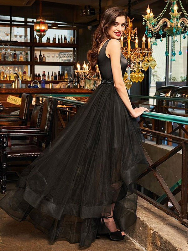 A-Line V-Neck Tulle Sleeveless Ruffled Dress - Chloe Dress