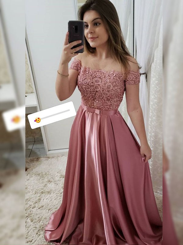 A-Line Satin Sleeveless Train Dress - Chloe Dress