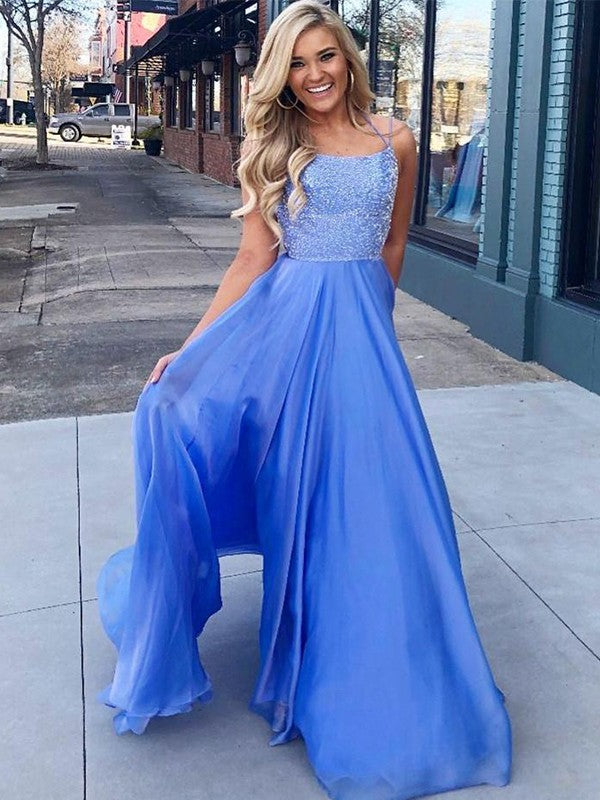 A-Line Spaghetti Strap Chiffon Sleeveless Floor-Length Dress - Chloe Dress