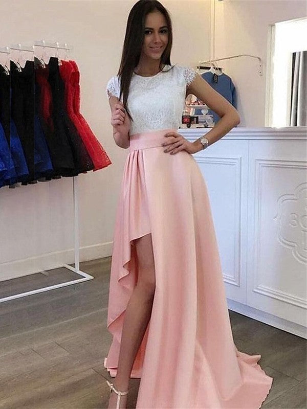A-Line Satin Short Sleeve Train Mini Dress - Chloe Dress
