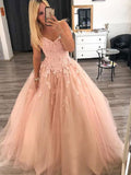Ball Gown Sweetheart Tulle Sleeveless Applique Floor-Length Gown - Chloe Dress