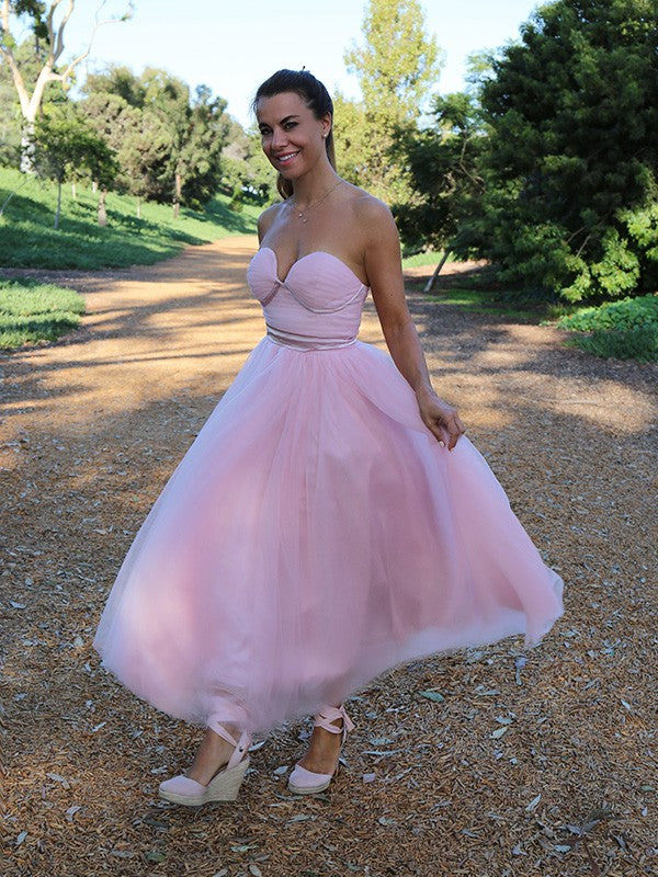 A-Line Sweetheart Tulle Sleeveless Tea-Length Dress - Chloe Dress