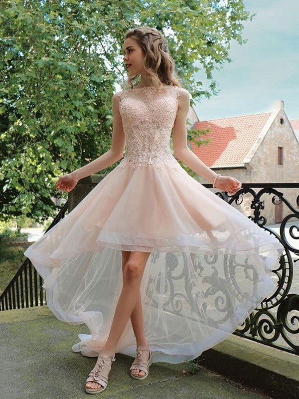 A-Line Tulle Sleeveless Asymmetric Homecoming Dress - Chloe Dress