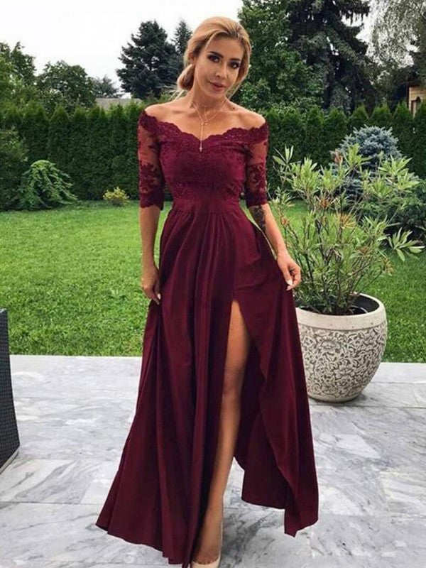 A-Line Crepe Applique Floor-Length Dress - Chloe Dress