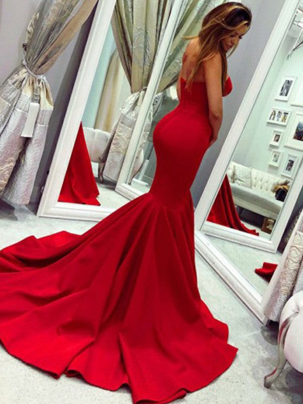 Mermaid Strapless Satin Sleeveless Ruffled Dress - Chloe Dress