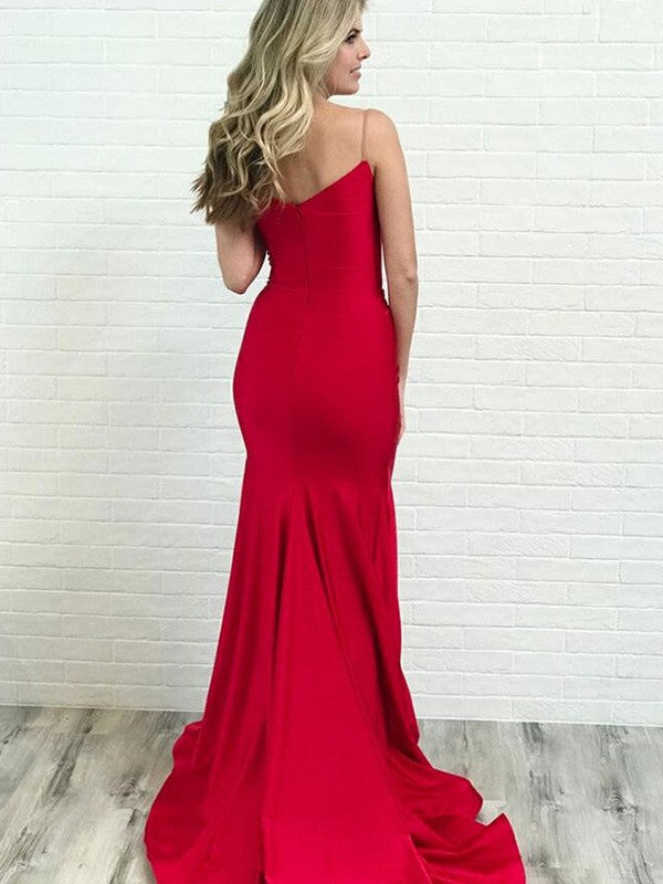 A-Line Spaghetti Strap Crepe Sleeveless Train Dress - Chloe Dress