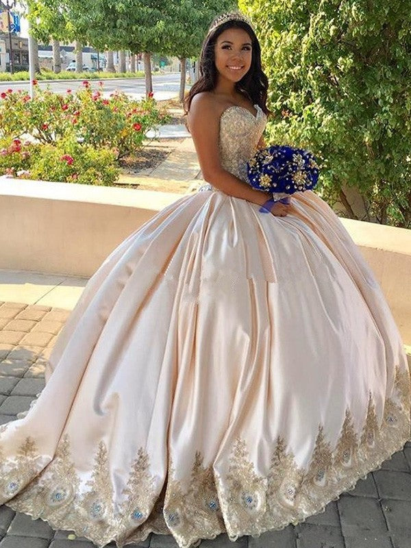Ball Gown Sweetheart Satin Sleeveless Train Gown - Chloe Dress