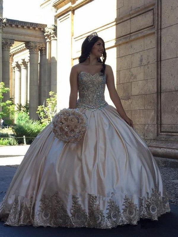 Ball Gown Sweetheart Satin Sleeveless Train Gown - Chloe Dress