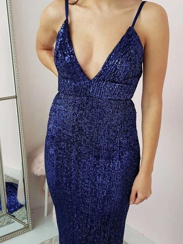 Mermaid V-Neck Sequin Sleeveless Ruffled Dress - Chloe Dress